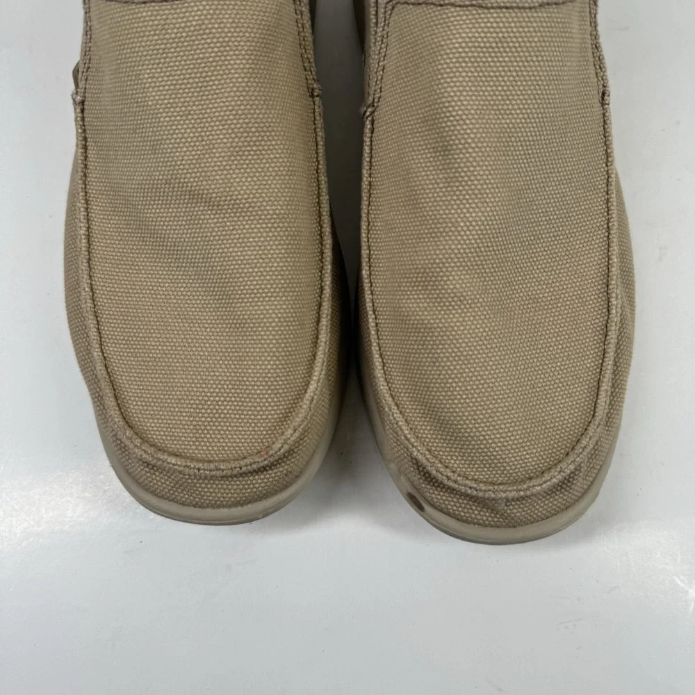 Crocs Santa Cruz Clean Cut Men's US 8‎ Khaki Canvas Slip-On Casual Loafer Shoes